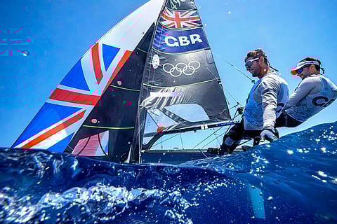 Britain's James Peters and Fynn Sterritt during men's skiff race